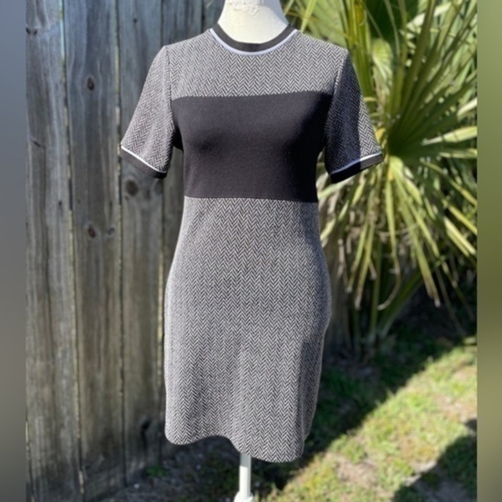 Topshop Color Block Herringbone Dress Size 6